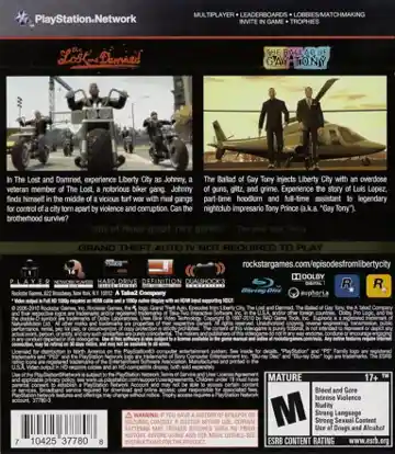 Grand Theft Auto - Episodes from Liberty City (USA) box cover back